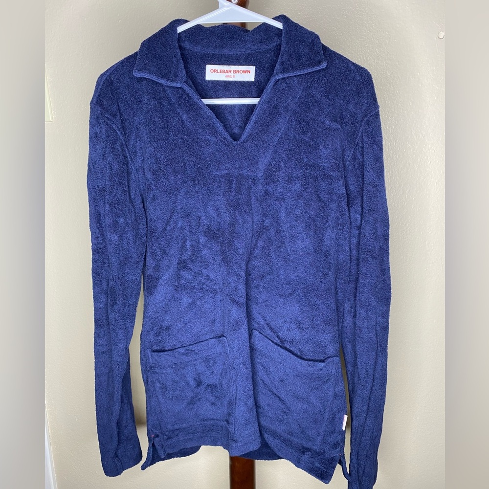 ORLEBAR BROWN Terry Long Sleeve Polo Navy Size Small